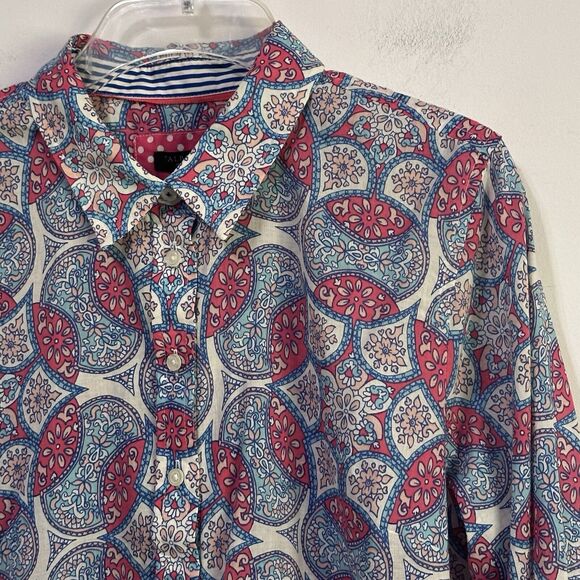 Talbots Blouse‎ Top L Petite Garden Medallion Button Front Long Sleeve Thin NEW - Picture 3 of 12